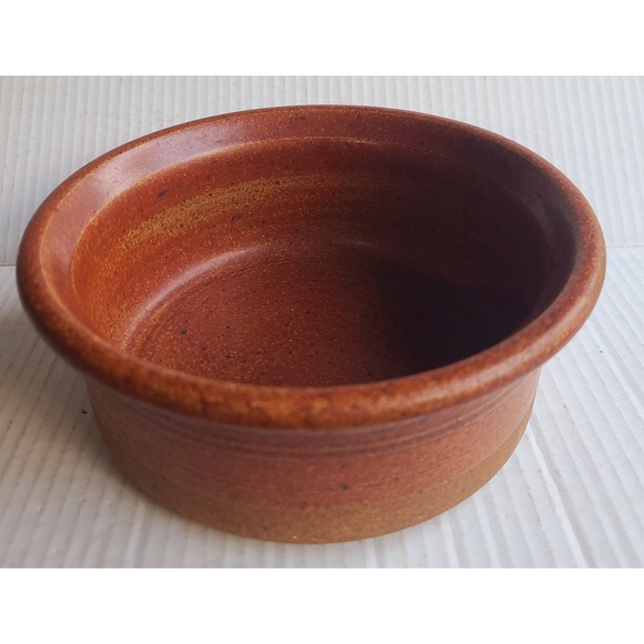 Unbranded Other - Hand Thrown Pottery Terracotta Speckled Brown Stoneware Bowl Planter Signed 8.5"